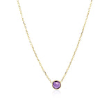 14k Yellow Gold 17 inch Necklace with Round Amethyst - Premium Necklaces - Just $420.99! Shop now at Pulse Designer Fashion