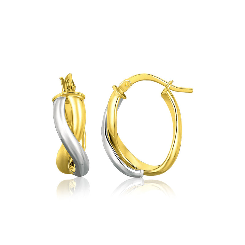 14k Two Tone Gold Oval Twisted Hoop Earrings - Premium Earrings - Just $297.99! Shop now at Pulse Designer Fashion