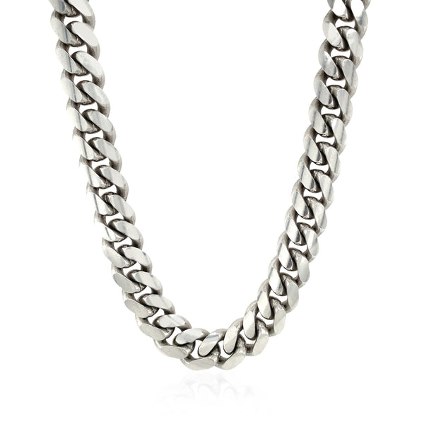 Sterling Silver Rhodium Plated Miami Cuban Chain 9.8mm - Premium Chains - Just $1005.99! Shop now at Pulse Designer Fashion