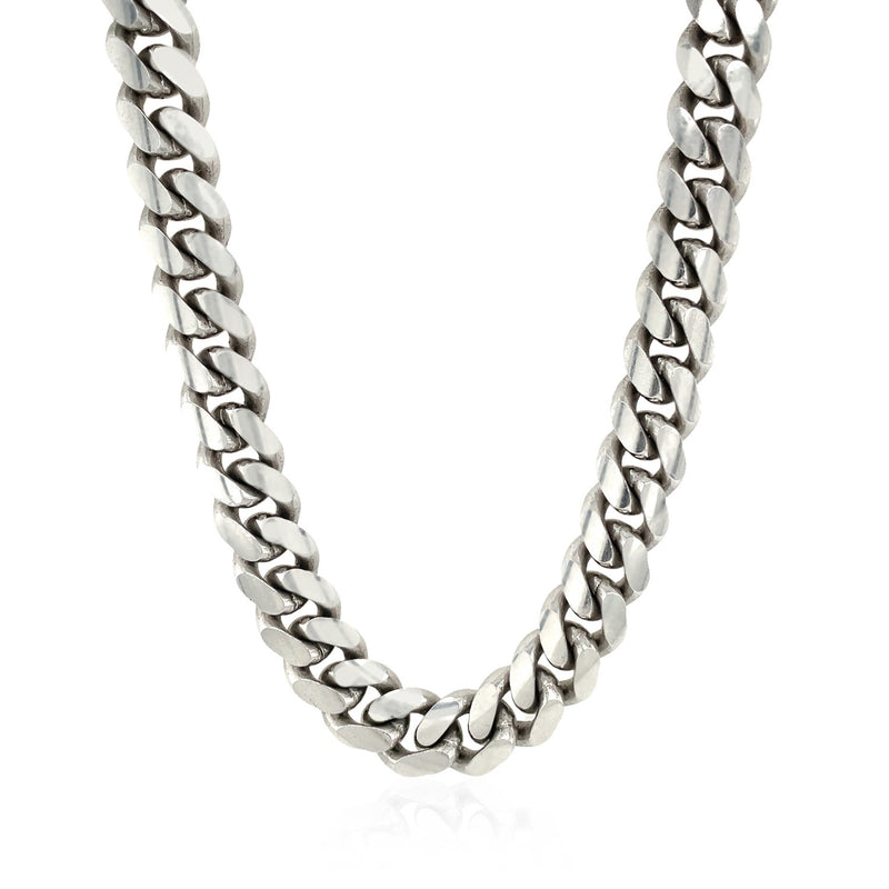 Sterling Silver Rhodium Plated Miami Cuban Chain 9.8mm - Premium Chains - Just $1005.99! Shop now at Pulse Designer Fashion