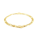 14k Yellow Gold 7 inch Figaro Chain Bracelet with Heart - Premium Bracelets - Just $499.99! Shop now at Pulse Designer Fashion