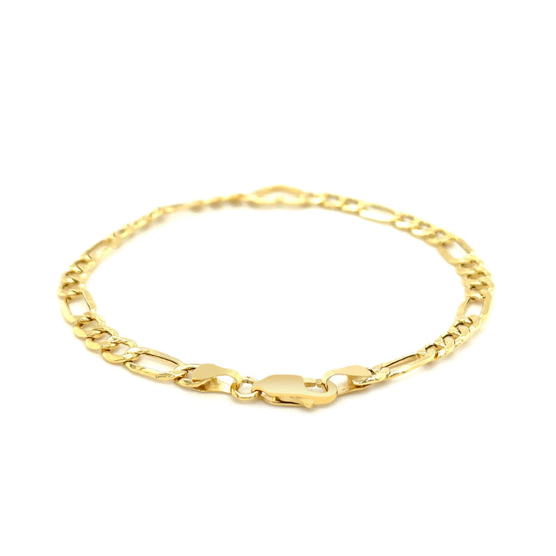 14k Yellow Gold 7 inch Figaro Chain Bracelet with Heart - Premium Bracelets - Just $499.99! Shop now at Pulse Designer Fashion