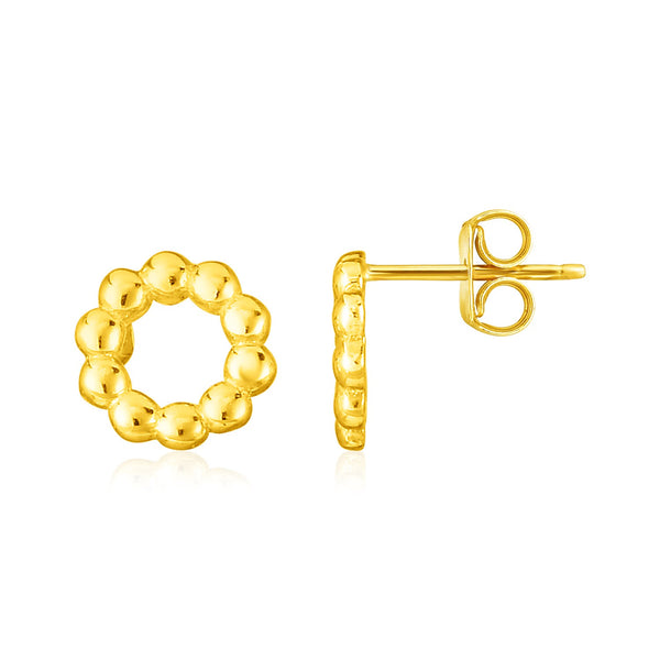 14K Yellow Gold Beaded Circle Earrings - Premium Earrings - Just $175.99! Shop now at Pulse Designer Fashion