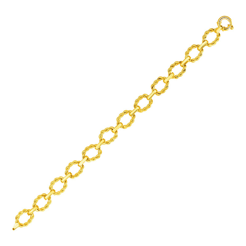 14k Yellow Gold Twisted Oval Link Bracelet - Premium Bracelets - Just $849.99! Shop now at Pulse Designer Fashion