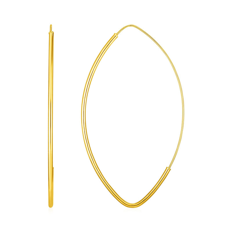 14k Yellow Gold Polished Long Marquise Motif Earrings - Premium Earrings - Just $339.99! Shop now at Pulse Designer Fashion