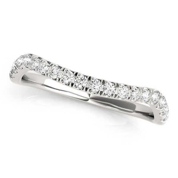 14k White Gold Curved Design Diamond Wedding Band (1/4 cttw) - Premium Rings - Just $1199.99! Shop now at Pulse Designer Fashion