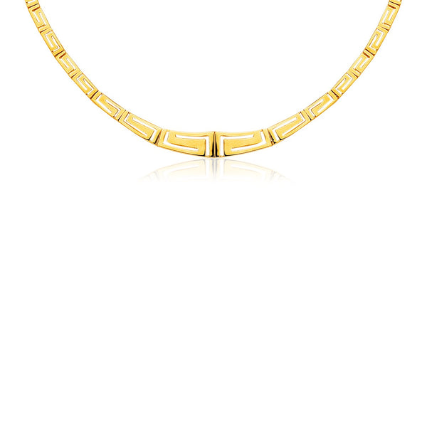 14K Yellow Gold Necklace with Graduated Greek Meander Motif Links - Premium Necklaces - Just $2185.99! Shop now at Pulse Designer Fashion