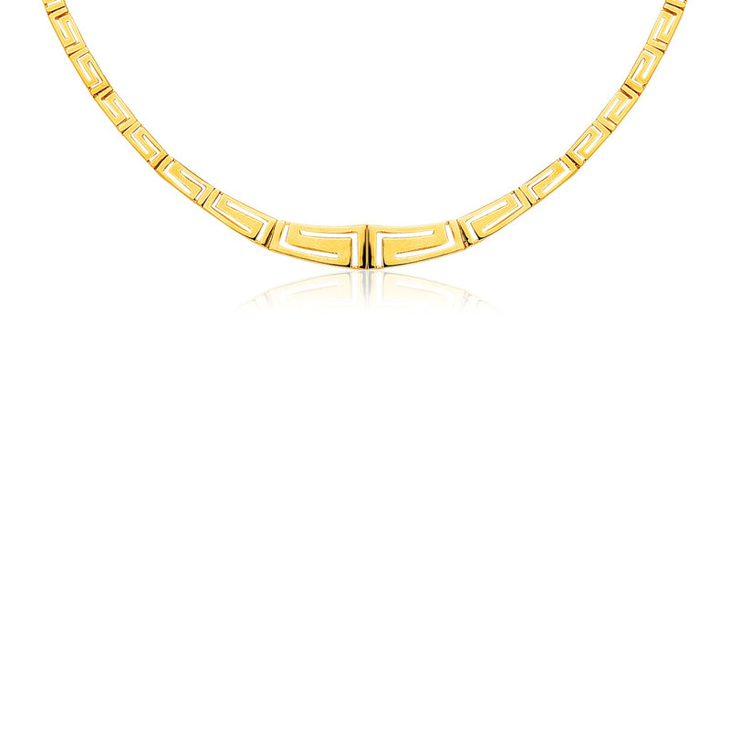 14K Yellow Gold Necklace with Graduated Greek Meander Motif Links - Premium Necklaces - Just $2185.99! Shop now at Pulse Designer Fashion