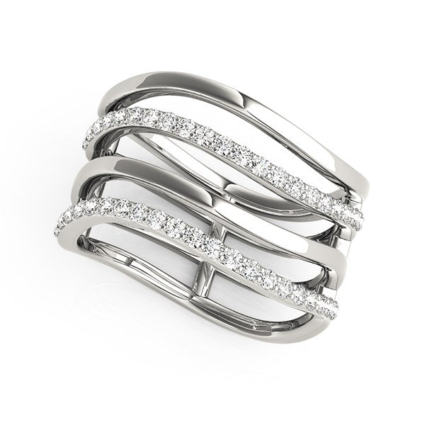 14k White Gold Multiple Band Design Ring with Diamonds (3/8 cttw) - Premium Rings - Just $2501.99! Shop now at Pulse Designer Fashion