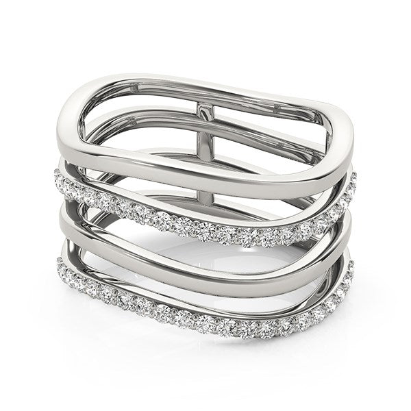 14k White Gold Multiple Band Design Ring with Diamonds (3/8 cttw) - Premium Rings - Just $2501.99! Shop now at Pulse Designer Fashion