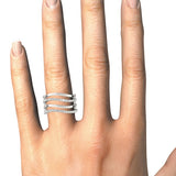 14k White Gold Multiple Band Design Ring with Diamonds (3/8 cttw) - Premium Rings - Just $2501.99! Shop now at Pulse Designer Fashion