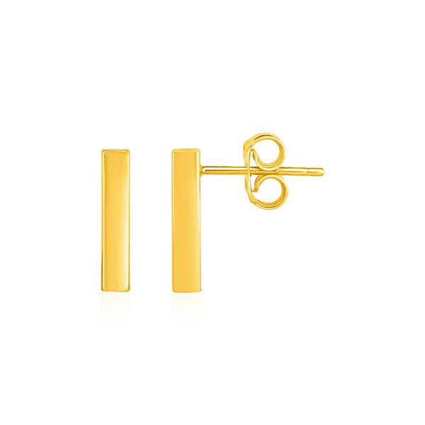 Bar Post Earrings in 14k Yellow Gold - Premium Earrings - Just $231.99! Shop now at Pulse Designer Fashion