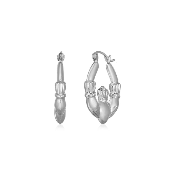 14K White Gold Claddagh Symbol Hoop Earrings - Premium Earrings - Just $372.99! Shop now at Pulse Designer Fashion