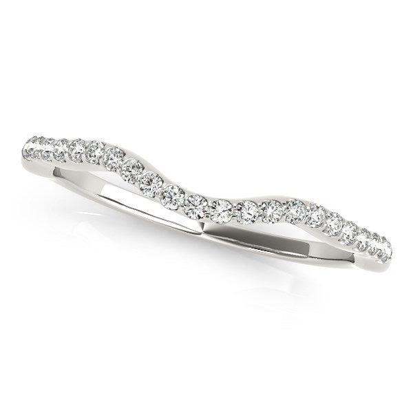 14k White Gold Curvy Style Wedding Ring with Round Diamonds (1/8 cttw) - Premium Rings - Just $1085.99! Shop now at Pulse Designer Fashion