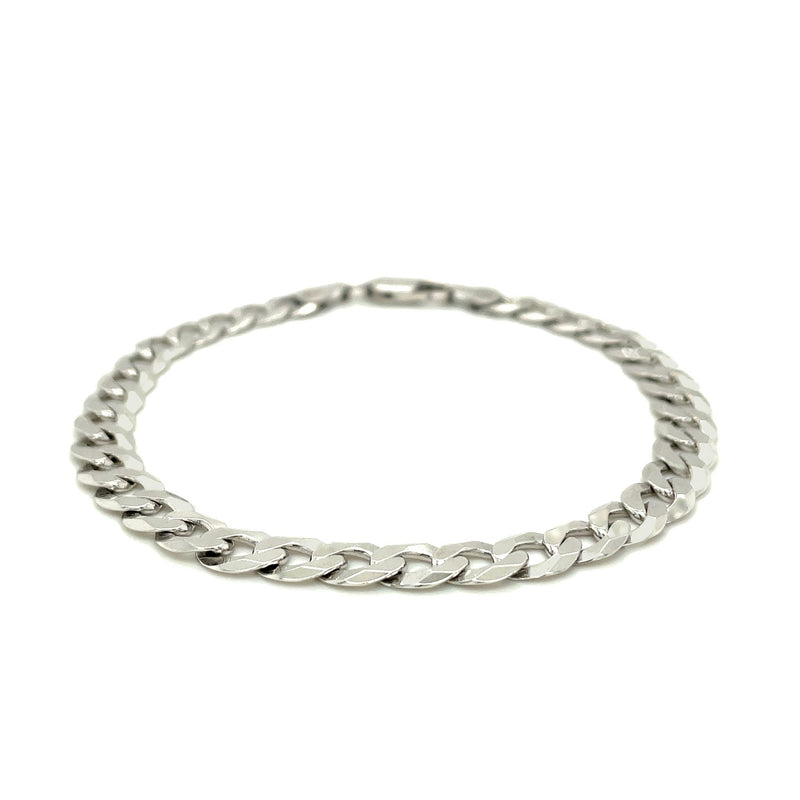 Rhodium Plated 7.2mm Sterling Silver Curb Style Bracelet - Premium Bracelets - Just $110.99! Shop now at Pulse Designer Fashion