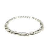 Rhodium Plated 7.2mm Sterling Silver Curb Style Bracelet - Premium Bracelets - Just $110.99! Shop now at Pulse Designer Fashion