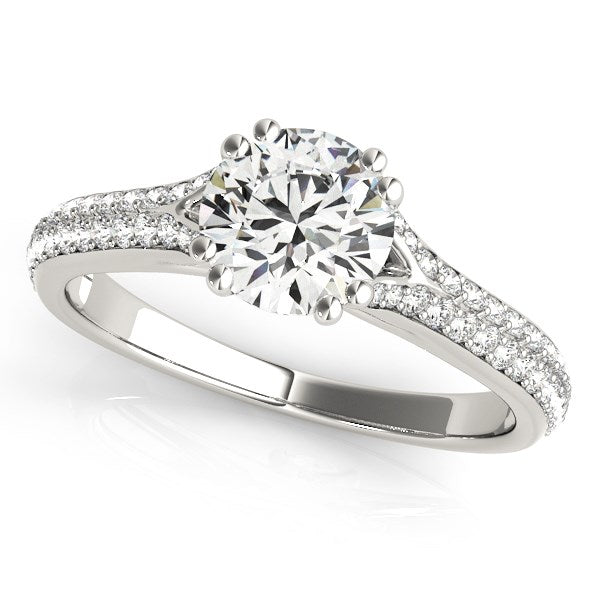 14k White Gold Double Prong Multirow Band Diamond Engagement Ring (1 1/8 cttw) - Premium Rings - Just $7315.99! Shop now at Pulse Designer Fashion