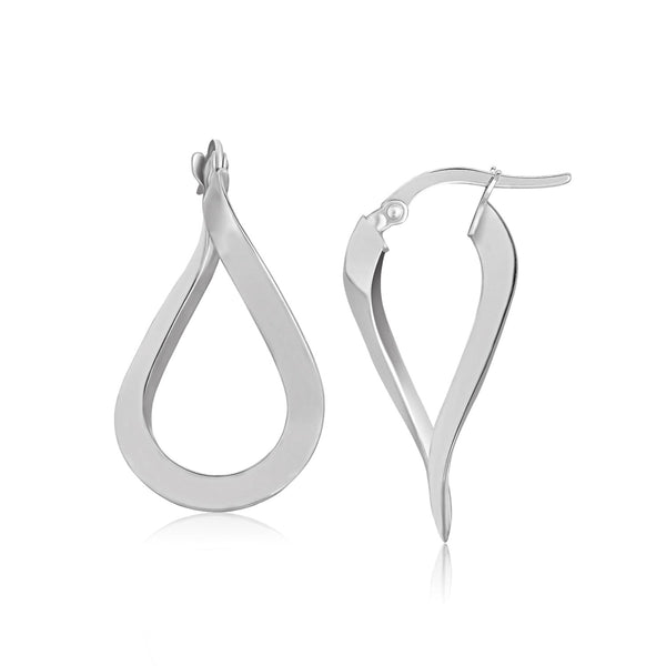 14k White Gold Twisted Freeform Hoop Earrings - Premium Earrings - Just $326.99! Shop now at Pulse Designer Fashion