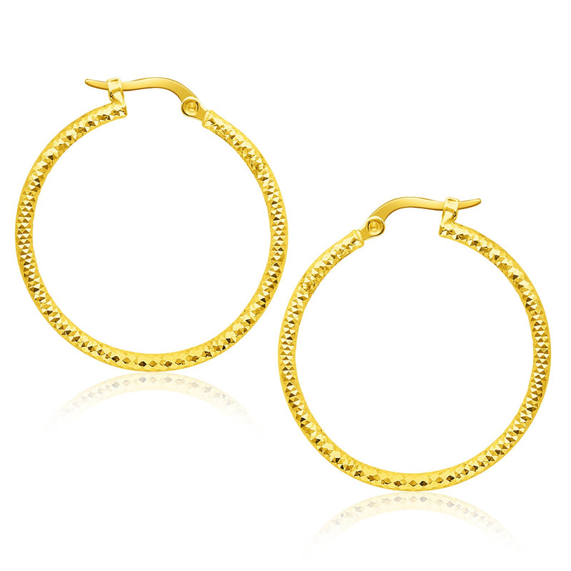 14k Yellow Gold Tube Textured Round Hoop Earrings - Premium Earrings - Just $419.99! Shop now at Pulse Designer Fashion