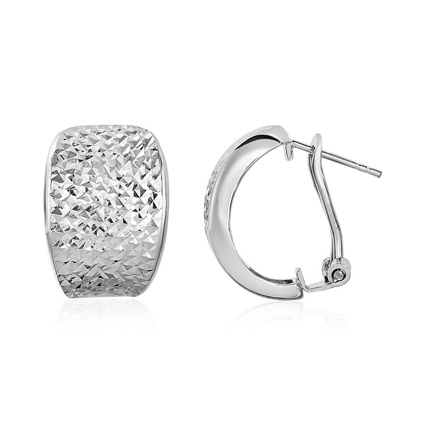 Textured Graduated Width Half-Hoop Earrings in Sterling Silver - Premium Earrings - Just $102.99! Shop now at Pulse Designer Fashion