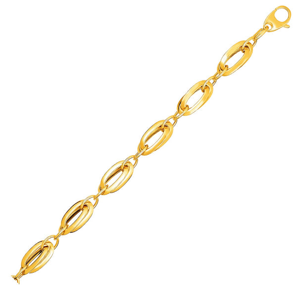 14k Yellow Gold Bracelet with Long Double Oval Links - Premium Bracelets - Just $944.99! Shop now at Pulse Designer Fashion