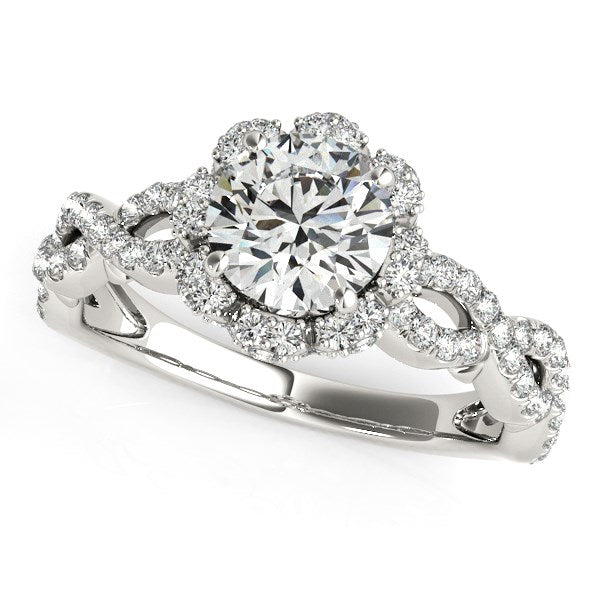 14k White Gold Flower Motif Split Shank Diamond Engagement Ring (1 5/8 cttw) - Premium Rings - Just $8553.99! Shop now at Pulse Designer Fashion