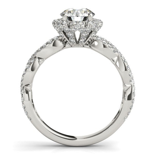 14k White Gold Flower Motif Split Shank Diamond Engagement Ring (1 5/8 cttw) - Premium Rings - Just $8553.99! Shop now at Pulse Designer Fashion