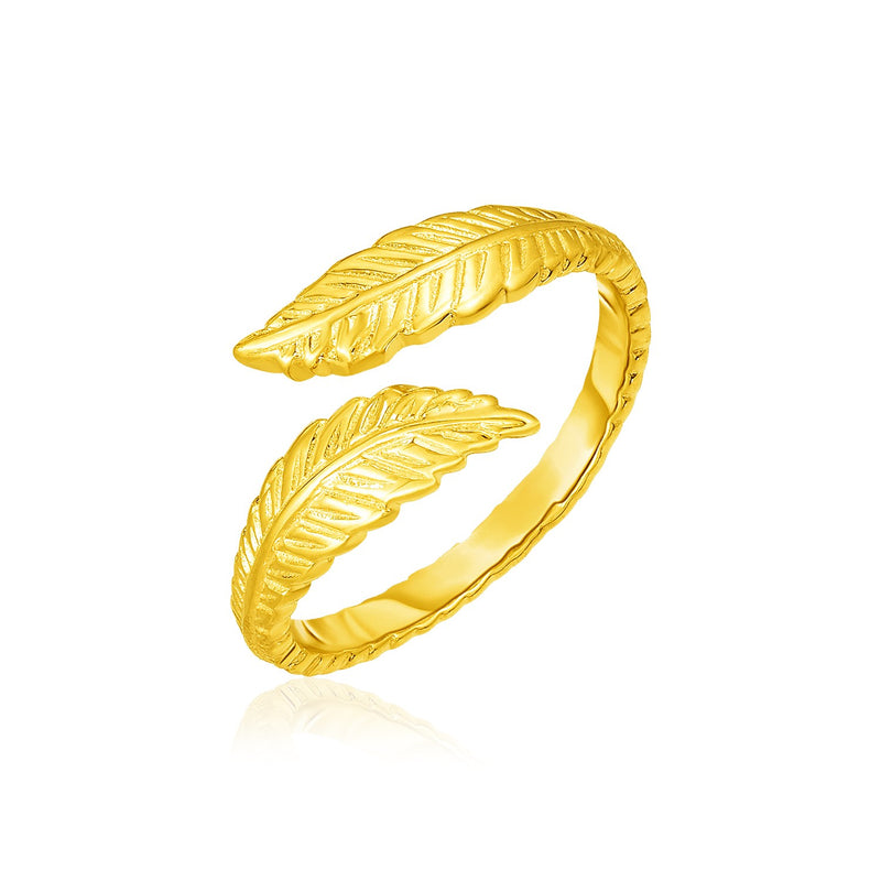 14k Yellow Gold Bypass Style Toe Ring with Leaves - Premium Toe Rings - Just $257.99! Shop now at Pulse Designer Fashion