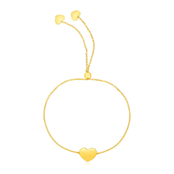 14k Yellow Gold Adjustable Heart Bracelet - Premium Bracelets - Just $256.99! Shop now at Pulse Designer Fashion