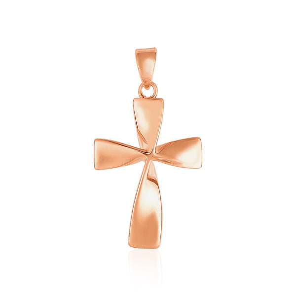 Flat Twisted Cross Pendant in 14k Rose Gold - Premium Pendants - Just $271.99! Shop now at Pulse Designer Fashion