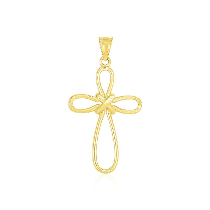 14k Yellow Gold Looped Knot Style Cross Pendant - Premium Pendants - Just $225.99! Shop now at Pulse Designer Fashion