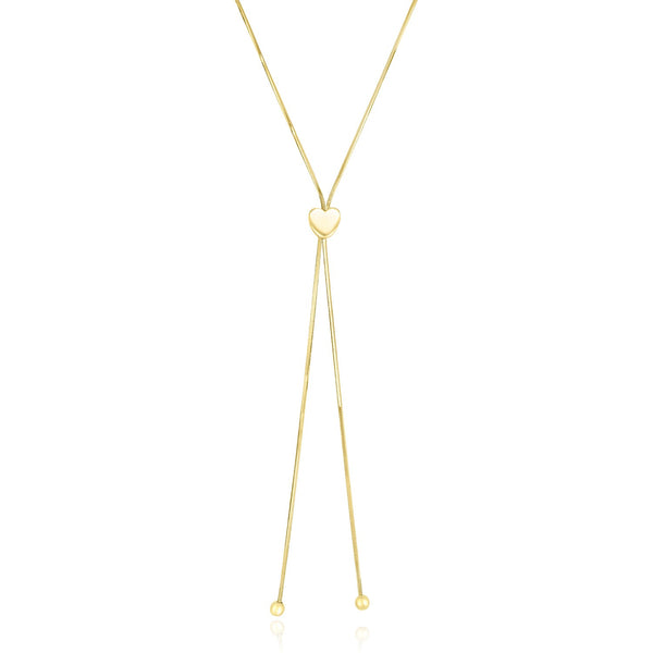 14k Yellow Gold Adjustable Heart Style Lariat Necklace - Premium Necklaces - Just $742.99! Shop now at Pulse Designer Fashion