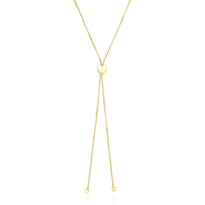 14k Yellow Gold Adjustable Heart Style Lariat Necklace - Premium Necklaces - Just $742.99! Shop now at Pulse Designer Fashion