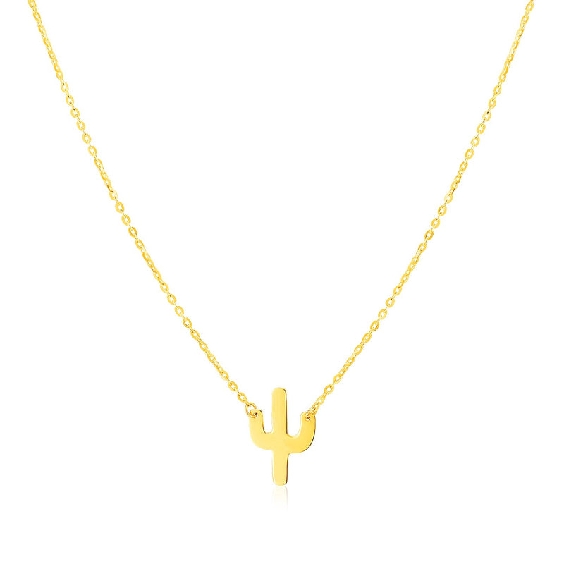 14K Yellow Gold Necklace with Cactus - Premium Necklaces - Just $397.99! Shop now at Pulse Designer Fashion