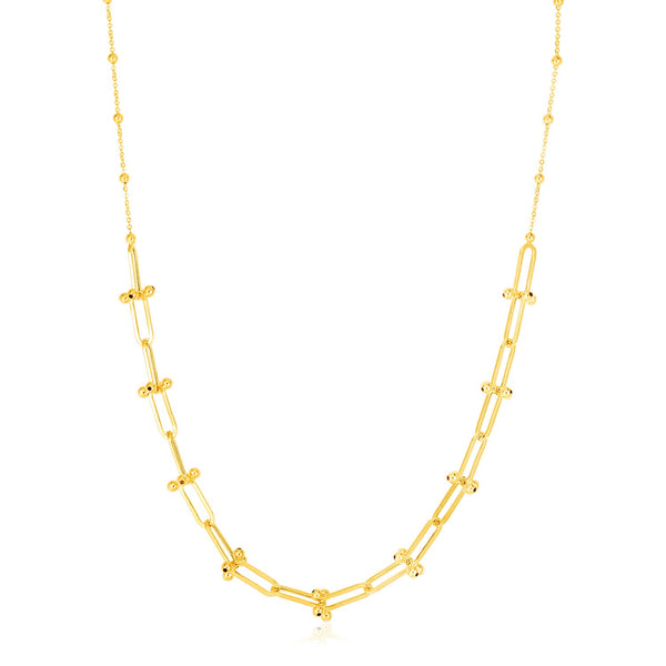 14k Yellow Gold Beaded U Link Chain Necklace - Premium Necklaces - Just $614.99! Shop now at Pulse Designer Fashion