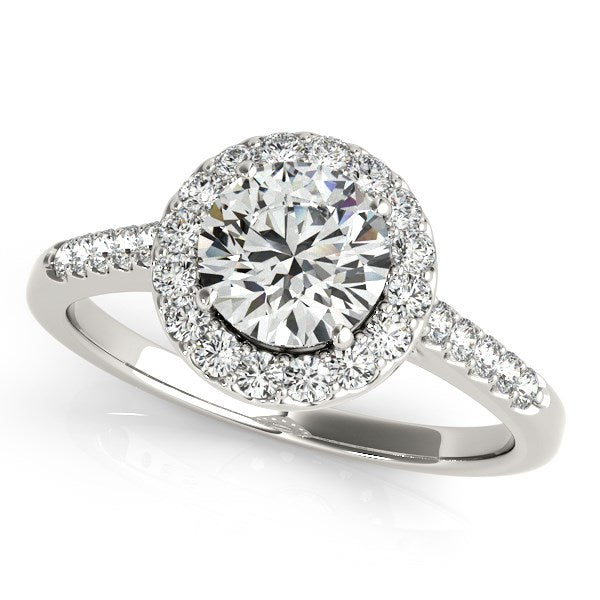 14k White Gold Halo Diamond Engagement Ring (1 3/8 cttw) - Premium Rings - Just $7312.99! Shop now at Pulse Designer Fashion