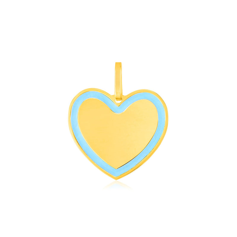 14k Yellow Gold and Blue Enamel Heart Pendant - Premium Pendants - Just $255.99! Shop now at Pulse Designer Fashion