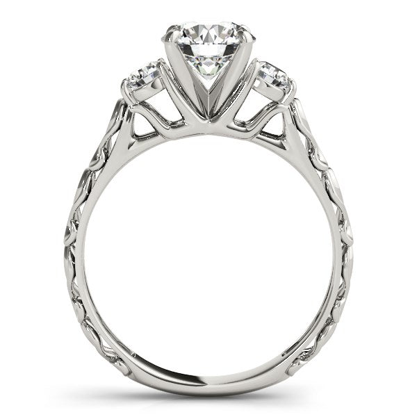 14k White Gold Antique Design 3 Stone Diamond Engagement Ring (1 3/4 cttw) - Premium Rings - Just $13727.99! Shop now at Pulse Designer Fashion