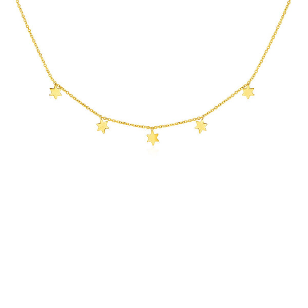 14k Yellow Gold Necklace with Six Pointed Stars - Premium Necklaces - Just $537.99! Shop now at Pulse Designer Fashion