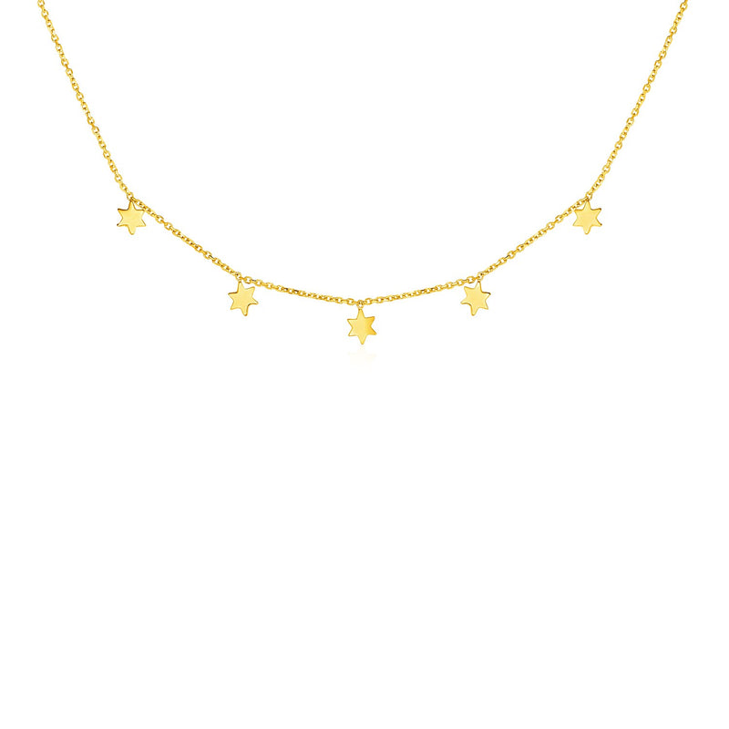 14k Yellow Gold Necklace with Six Pointed Stars - Premium Necklaces - Just $537.99! Shop now at Pulse Designer Fashion