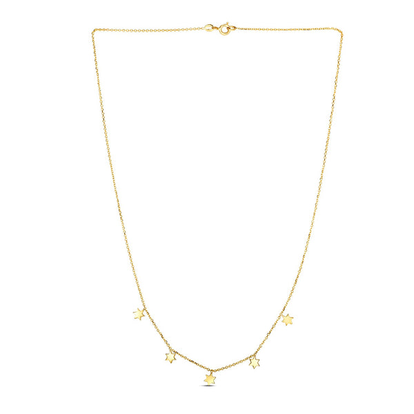 14k Yellow Gold Necklace with Six Pointed Stars - Premium Necklaces - Just $537.99! Shop now at Pulse Designer Fashion