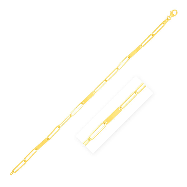 14k Yellow Gold 7 inch Alternating Paperclip Chain Link and Gold Bar Bracelet - Premium Bracelets - Just $394.99! Shop now at Pulse Designer Fashion