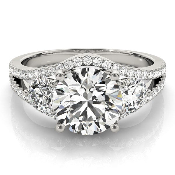 14k White Gold 3 Stone Split Pave Shank Diamond Engagement Ring (2 3/4 cttw) - Premium Rings - Just $37696.99! Shop now at Pulse Designer Fashion