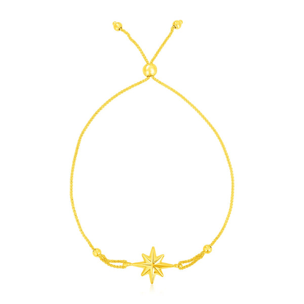 14k Yellow Gold Adjustable Bracelet with Star - Premium Bracelets - Just $389.99! Shop now at Pulse Designer Fashion