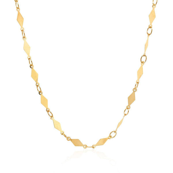 14K Yellow Gold Polished Diamond Motif Chain (3.0mm) - Premium Chains - Just $378.99! Shop now at Pulse Designer Fashion