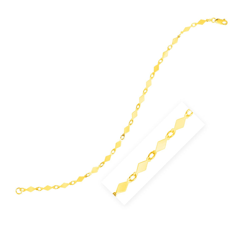 14K Yellow Gold Polished Diamond Motif Chain Bracelet - Premium Bracelets - Just $188.99! Shop now at Pulse Designer Fashion