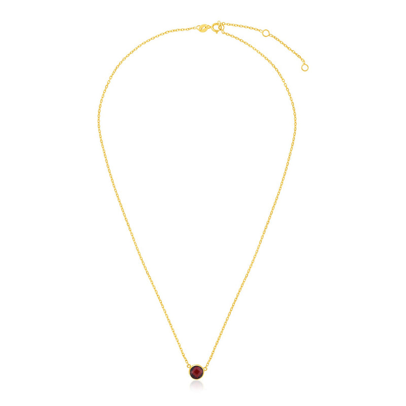 14k Yellow Gold 17 inch Necklace with Round Garnet - Premium Necklaces - Just $420.99! Shop now at Pulse Designer Fashion