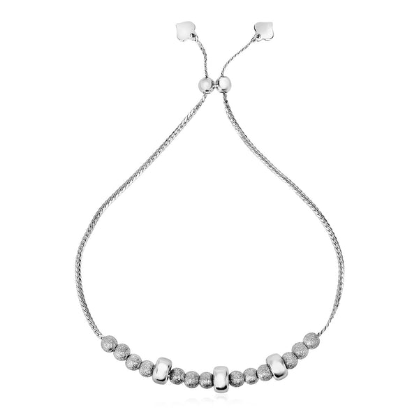 Adjustable Matte and Textured Bead Bracelet in Sterling Silver - Premium Bracelets - Just $56.99! Shop now at Pulse Designer Fashion