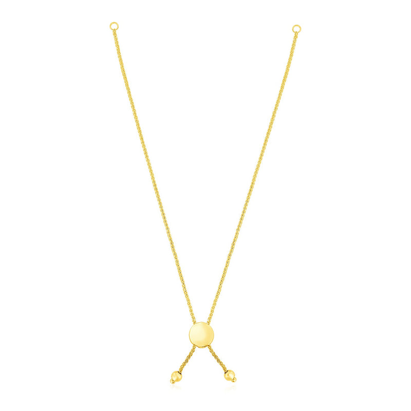 14k Yellow Gold 8 inch Adjustable Friendship Bracelet Chain with Disc Slide - Premium Bracelets - Just $355.99! Shop now at Pulse Designer Fashion