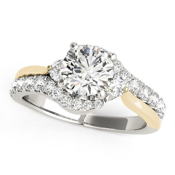 14k White And Yellow Gold Round Bypass Diamond Engagement Ring (1 1/2 cttw) - Premium Rings - Just $7425.99! Shop now at Pulse Designer Fashion